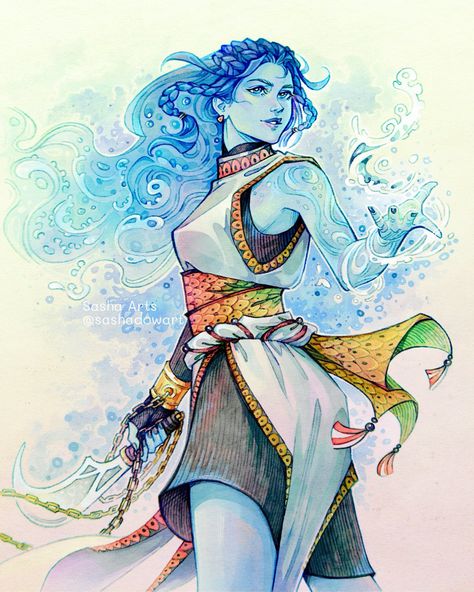 Sasha Arts (@sashadowart) on X Air Genasi Cleric, Water Genasi Cleric, Water Druid, Water Genasi Dnd, Water Genasi Druid, Air Genasi Female, Genasi Character Art, Water Genasi Female, Dnd Genasi