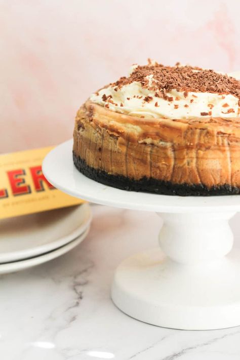 Toblerone Cheesecake - Modest Munchies Toblerone Cheesecake, Toblerone Chocolate, Frozen Cheesecake, Donut Muffins, Swiss Chocolate, Honey Almonds, How To Make Cheesecake, Oreo Cheesecake, Springform Pan