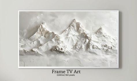 ★ BUY 2 - GET 20% OFF (use the promo code SAVE20) ★ BUY 4 - GET 30% OFF (use the promo code SAVE30) Give your Samsung Frame TV a unique look with this beautiful original plaster art of a textured white mountain. This plaster art painting will give your living room a unique and artistic feel. Simply download the digital file with an instant download and add this piece of art to your Samsung Frame or LG TV. Turn your TV into a stunning piece of art! THIS ORDER INCLUDES: - 1 high-resolution digital Rustic Living Room Decor, Mountain Texture, 3d Mountain, Living Room Decor Rustic, Wall Decor Abstract, Plaster Wall Art, White Wall Decor, Abstract Minimalist, Plaster Art