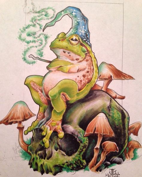 Wizard of frog, marker on paper #wizard #fantasy #frog #artwork #illustration A Frog, A Drawing, Wizard