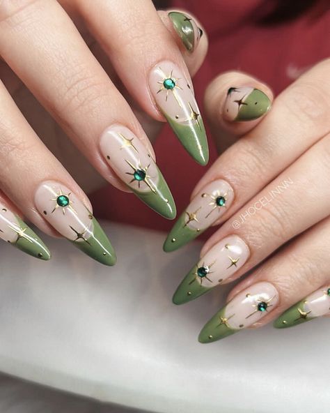 Simple Nail Ideas, Leaf Nail Art, Nails Kids, Nails Floral, Witchy Nails, Hippie Nails, Nails Aesthetic, Grunge Nails, Her Nails