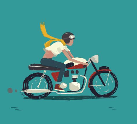 New trendy GIF/ Giphy. animation gif motorcycle triumph bonneville evan borja cafe racer t100. Let like/ repin/ follow @cutephonecases Art Moto, Motorcycle Humor, Pink Motorcycle, Moto Scrambler, Chip Art, Riding Bikes, Bonneville T100, Motorcycle Aesthetic, Illustration Ideas