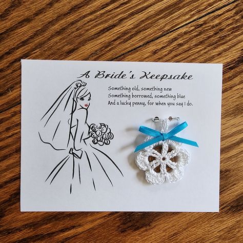 Bride Keepsake, Bride's Lucky Penny Charm, Wedding Tradition, Bride Shower Gift, Something Blue, Bridal Gift, Wedding Gift, Special Bride Bridal Crochet, Bride Shower Gifts, Crochet Wedding Gift, Something Blue Bridal, Dress Bodice, Bride Shower, Wedding Charm, Crochet With Cotton Yarn, Something Old Something New