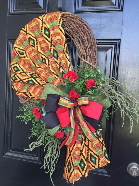 Juneteenth Cookout, Juneteenth Wreath, Pride Wreath, Juneteenth Party, American Wreath, African Christmas, American Flag Wreath, African Inspired Decor, African Crafts