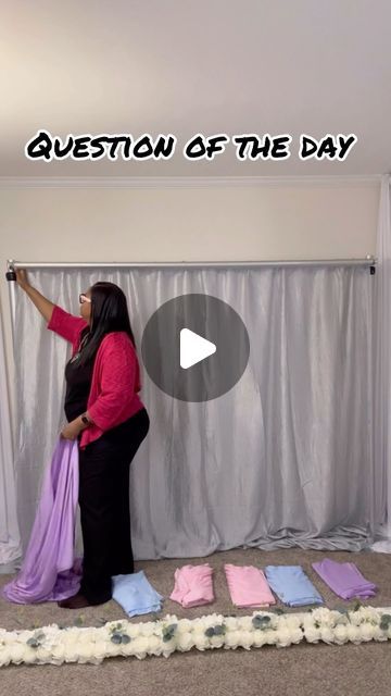 CustomEventCreations | Michigan on Instagram: "Question of the day: What are curtain lengths? My curtain lengths range from 8 ft to 16 ft. Now I mainly buy 14ft to 16ft because I like to create deep swags and form nice bottoms to my backdrops. I am a school teacher by profession and I’m here to help you master the art of draping! Submit your questions and I will do my best to provide you with an answer. #howto #draping #drapingdesigns #drapingclass #drapingtechnique #pipeanddrape" How To Swag Curtains, How To Drape Curtains For Backdrop, Back Decoration Ideas, How To Drape Curtains, Draping Techniques, Swag Curtains, Stage Curtains, Curtain Backdrops, Plain Curtains