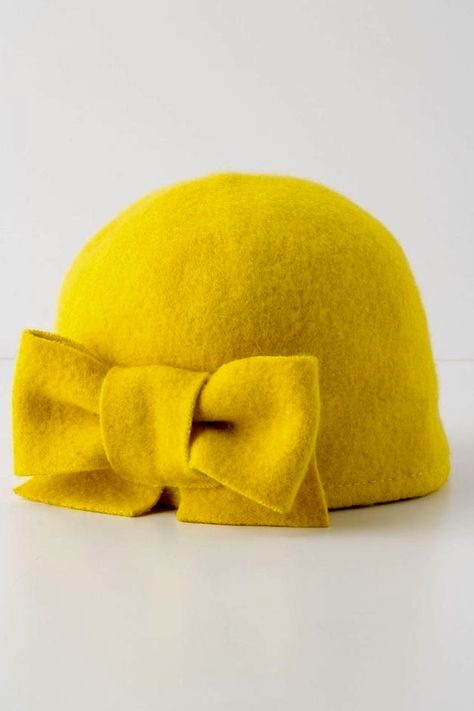 Yellow Hat, Anthropologie Accessories, Love Hat, Cloche Hat, Beautiful Hats, Felt Hat, Cool Stuff, Mellow Yellow, Shades Of Yellow