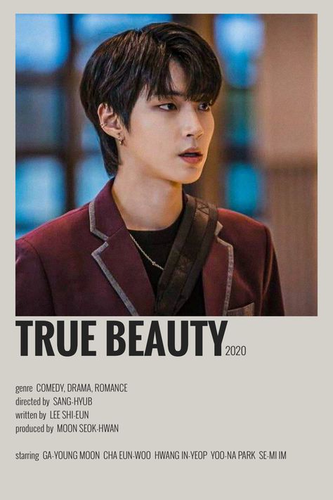 True Beauty Minimalist Poster, True Beauty Kdrama Poster, True Beauty Poster, True Beauty Kdrama, Kdrama Posters, Poster Polaroid, Korean Drama Series, Film Posters Minimalist, Korean Drama Tv