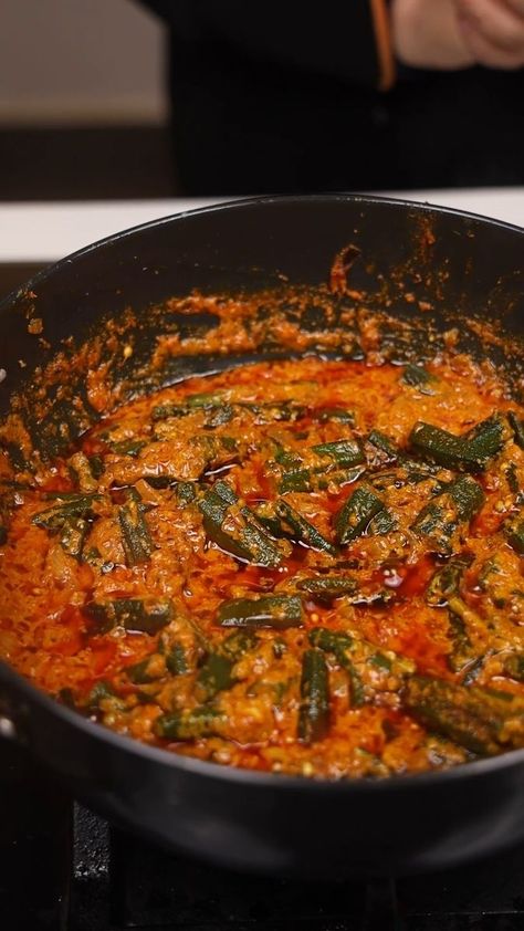 Dahi Bhindi Masala | gravy, spice, curd, ladyfinger | Dahi Bhindi Masala - Ladyfinger in a gravy made of curd & spices | By Cooking Studio Ladies Finger Recipe, Ladyfingers Recipe, Dahi Bhindi Recipe, Bhindi Masala, Bhindi Masala Recipe, Lady Fingers Recipe, Lady Fingers, Gravy