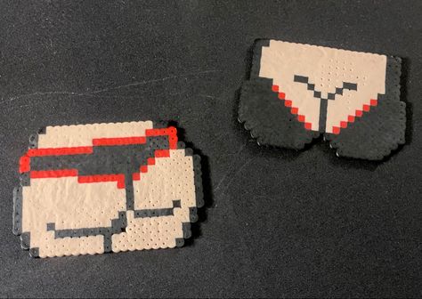 Pearler bead Zeds Dead Perler, Helluva Boss Perler Beads, Melted Bead Crafts, Melty Bead Designs, Fnaf Crafts, Hama Art, Hamma Beads Ideas, Melty Bead Patterns, Perler Art