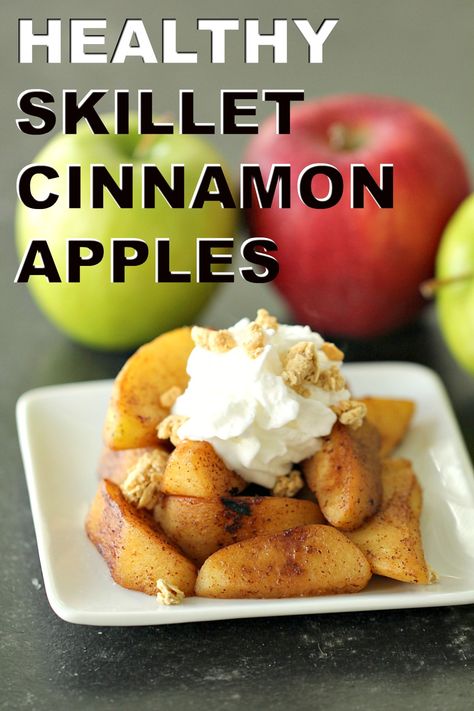 Healthy Fried Cinnamon Skillet Apples | #site_title Low Calorie Baked Apples, Skillet Apples, Fried Cinnamon Apples, Baked Apples Healthy, Healthy Skillet, Apples With Cinnamon, Apple Cinnamon Recipes, Baked Cinnamon Apples, Apple Recipes Healthy