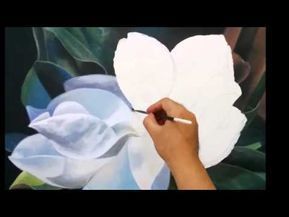 Step by step how to paint a magnolia flower in realistic - YouTube 3d Magnolia Flower, Paintings Of Magnolias, Magnolia Art Acrylic Paintings, How To Paint White Flowers, Paint A Magnolia Flower, How To Paint Flowers Acrylic Easy Step By Step, Magnolia Flower Drawing, Magnolia Flower Painting, Small Canvas Painting Ideas