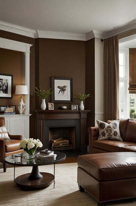 Living Room Decor Brown Walls, Brown Paint Living Room, Brown And Red Living Room, Brown Tones Living Room, Brown White Living Room, Brown And White Living Room, White Living Room Designs, Brown And Cream Living Room, White Living Room Ideas