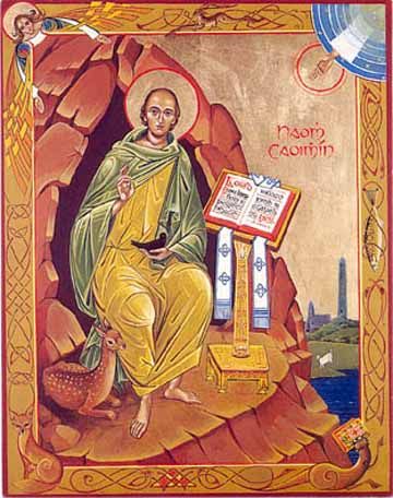 2/15: Saint Berach of Termonberry (died 595) - Seven years a disciple of Saint Kevin, befriending a wolf and providing apples and sorrel from the snow before following a deer to found his own monastery. Celtic Christianity, Catholic Company, Irish Catholic, County Wicklow, Irish Saints, Book Of Kells, Irish History, Irish Celtic, Patron Saints