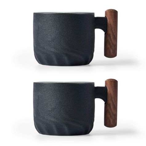 PRICES MAY VARY. Size and Volume: 2.08 inches x 1.85 inches tall. 80ml or 3oz capacity. The cup is perfect for sipping tea, coffee or any other hot beverage. Material: The coffee cup is made of ceramic with wooden handle. Delicate design: The Japanese handmade tea cups have a exquisite style and design. Tea cups sit lightly in the hand, they can bring you a feeling of delight while enjoying tea or coffee. Occasions: These tea cups are suitable for office, study, balcony or in your garden and are Rustic Coffee Mugs, Espresso Cup Ceramic, Wooden Mugs, Espresso Cups Ceramic, Ceramic Espresso Cups, Wooden Cups, Ceramic Tea Cups, Cups For Coffee, Hand Carved Wooden Bowls