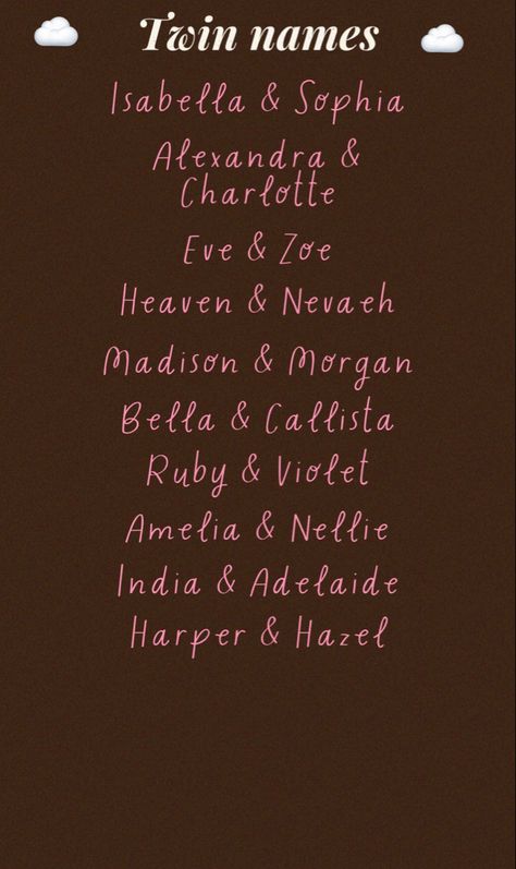 #baby #names #babynames #twins #girls Twin Baby Girl Names, Twin Girl Names, Twin Baby Names, Twin Names, Christian Names, Twin Baby Girls, Writing Inspiration Tips, Name Suggestions, Best Character Names