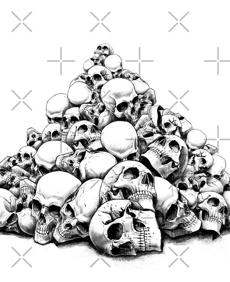 Pile Of Skulls Tattoo, Mountain Of Skulls, Traditional Chicano Tattoos, Pile Of Skulls, Skulls Tattoo, Art Chicano, Skull Sketch, Skull Art Drawing, Skulls Drawing