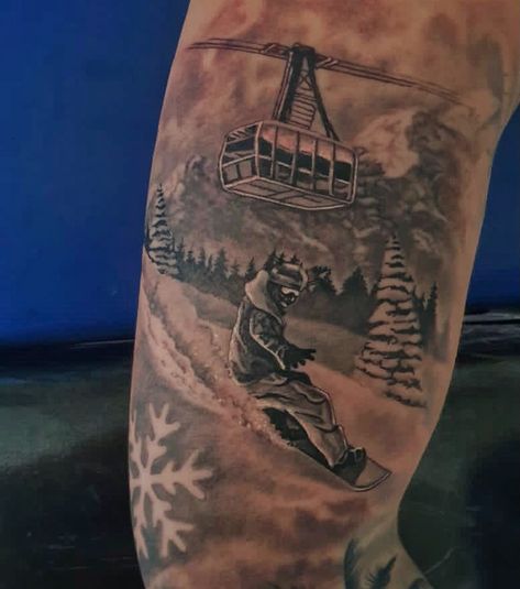 Snowboard Tattoo, Tattoo Christian, Cool Arm Tattoos, Tattoo Inspiration Men, Arm Sleeve Tattoos, Mountain Tattoo, Arm Tattoos, Arm Sleeve, Leg Tattoos