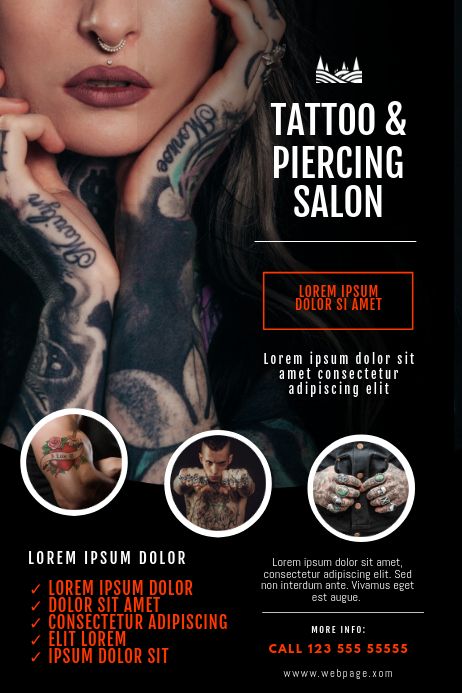 Customize this design with your photos and text. Thousands of stock photos and easy to use tools. Free downloads available. Media Tattoo, 1920 Poster, Business Posters, Artist Logo Design, Tattoo Poster, Tattoo Store, Sea Logo, Fashion Flyer, Full Tattoo