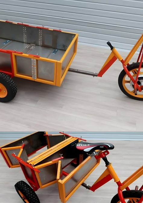 Facebook Folding Utility Trailer, Bike Wagon, Gerobak Dorong, Electric Bike Diy, Bike Cart, Bicycle Diy, Bike Cargo Trailer, Bicycle Panniers, Bicycle Camping