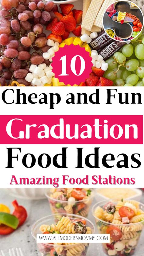 10 Delightful Graduation Party Food Ideas on a Budget to Impress Your Guests Senior Party Food Ideas, Bday Menu Food Ideas, Inexpensive Graduation Party Food, Simple Graduation Food Ideas, Hosting Party Food, Grad Party On A Budget, Off To College Party Ideas, Graduation Party Menu Ideas Buffet, Best Graduation Party Food Ideas