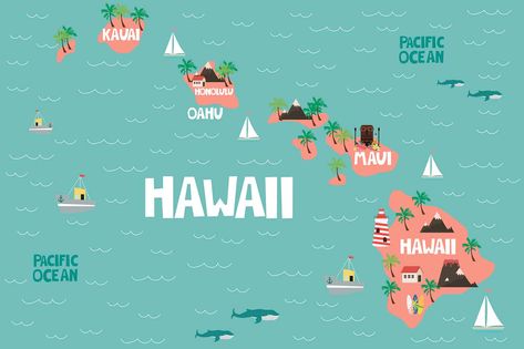 Hawaii Islands Map, Hawaiian Islands Map, Best Hawaiian Island, Map Of Hawaii, Hawaii Guide, Hawaii Islands, Honolulu Oahu, Island Map, Hawaii Island