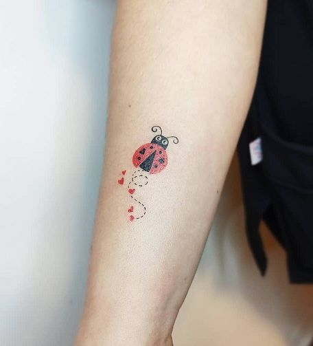 Small Lady Bug Tattoos, Lady Bird Tattoo, Cute Ladybug Tattoo Ideas, Ladybug Tattoo With Name, Little Lady Bug Tattoos, Ladybug Tattoo Ideas, Ladybug Tattoo Big, Ladybird Tattoo, Ladybug Tattoo