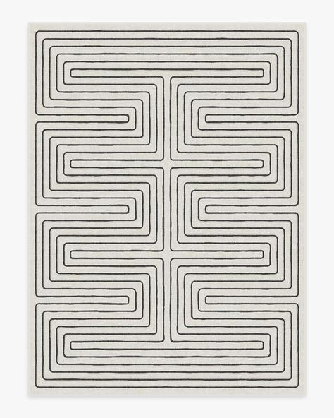 Jonathan Adler Labyrinth Black & Ivory Rug | Ruggable White Rug Texture, Rug Size For King Bed, Black And White Rug, Ruggable Rug, Chenille Rug, Rug Size Guide, Rug Texture, Area Rug Runners, Jonathan Adler