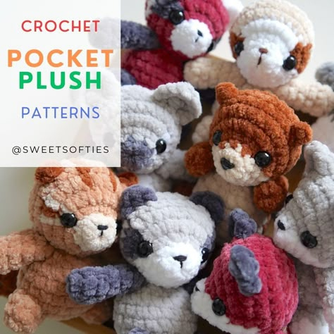 Sweet Softies: sweet softies design animal Mini Crochet Animals, Crochet Stuffed Animals, Yarn Animals, Scrap Crochet, Crochet Pocket, Therapy Toys, Mini Amigurumi, Plush Collection, Animal Crochet