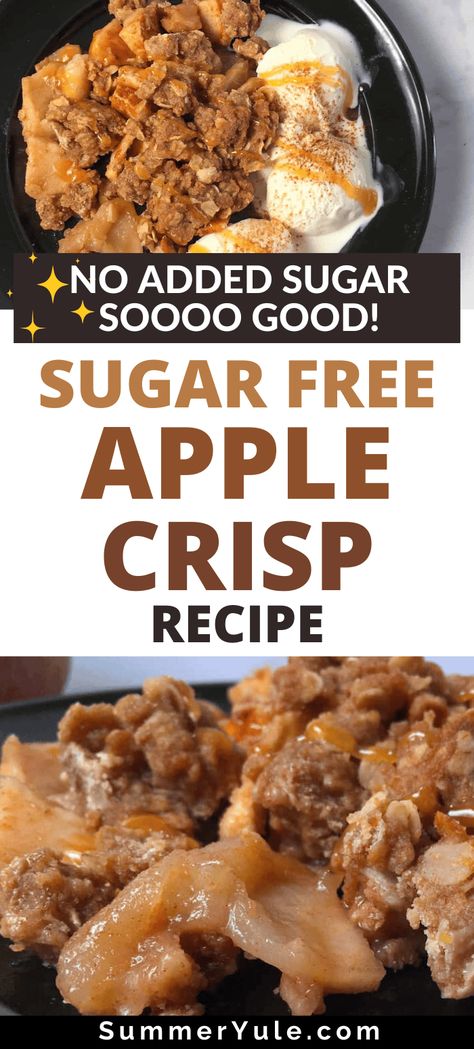 Let's talk about how to make sugar free apple crisp with Swerve (a 1:1 sugar substitute)! This healthier apple crisp is a good option if you're looking for a lower calorie and lower carb fruit dessert. My family all loved this lighter version of classic apple crisp... unfortunately, this sugar free dessert did not love me. ☹ Read on to learn why! Apple Recipes Sugar Free, Sugar Free Apple Recipes, Apple Recipes No Sugar, Apple Crisp Recipe With Oats, Sugar Free Apple Crisp, Recipe With Oats, Gluten Free Apple Recipes, Apple Crisp Recipe Healthy, Apple Crisp Pie