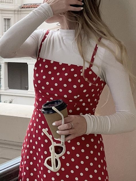 Red Polka Dot Shirt Outfit, Red Polka Dot Skirt Outfit, Red Polka Dot Dress Outfit, Polka Dot Shirt Outfit, Polka Dot Dress Outfit, Red Polka Dot Skirt, Poka Dot Dress, Dress Polkadot, Poka Dot