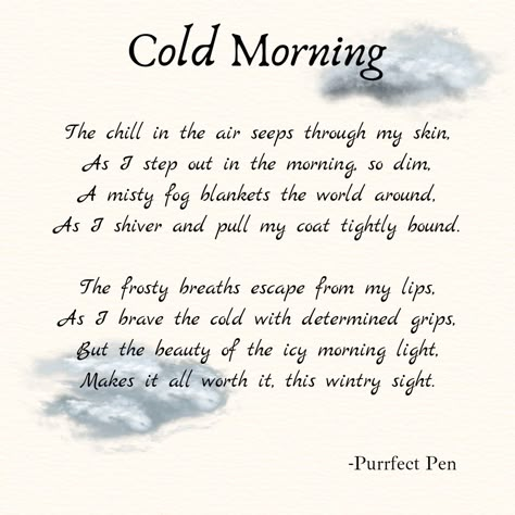 Cold Poem, A Soul As Cold As Frost, Those Winter Sundays Poem, Frosty Morning, Weather Poem, Poem On Winter Season, Misty Morning, Poems About Fog, Poem About Thunderstorm