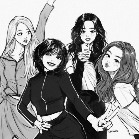 Pfp Icons 4 Friends, Lisa Sketch Blackpink, Two Besties Aesthetic, Besties Anime, 4 Friends Illustration, Sketch Blackpink, Lisa Sketch, Anime Bestie, Images Terrifiantes