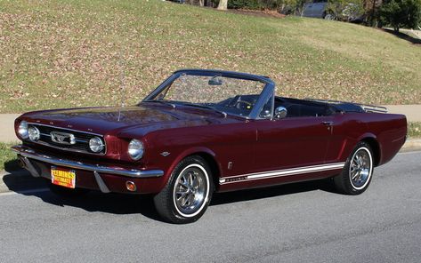 1966 Mustang Gt, Ford Mustang Gt Convertible, Mustang Gt Convertible, Burgundy Paint, Red Mustang, 1966 Mustang, Ultimate Garage, R34 Gtr, Old Vintage Cars