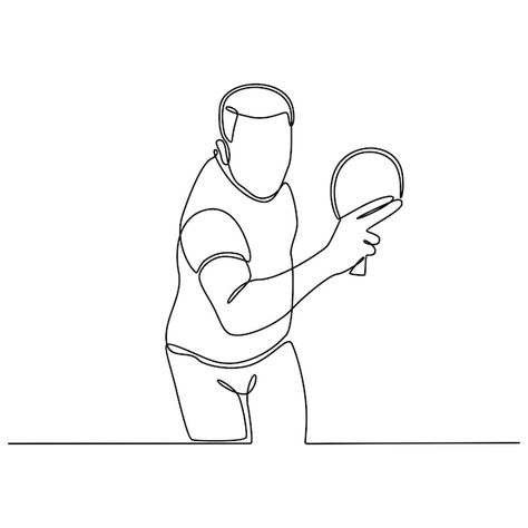 Continuous line drawing of young male ta... | Premium Vector #Freepik #vector #tennis-silhouette #tennis #tennis-player #ping-pong Tennis Drawing, Table Tennis Player, Continuous Line Drawing, Continuous Line, Kid Table, Sketchbook Art Inspiration, Table Tennis, Doodle Drawings, Tennis Players