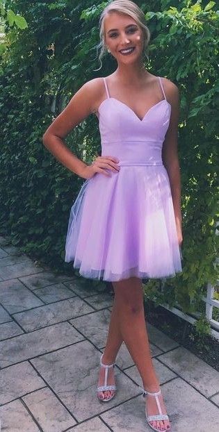 Lilac Homecoming Dress, Lavender Homecoming Dress, Simple Prom Dress Short, Modest Homecoming Dresses, Lavender Prom Dresses, Simple Homecoming Dresses, Purple Homecoming Dress, Tulle Party Dress, Dancing Dress