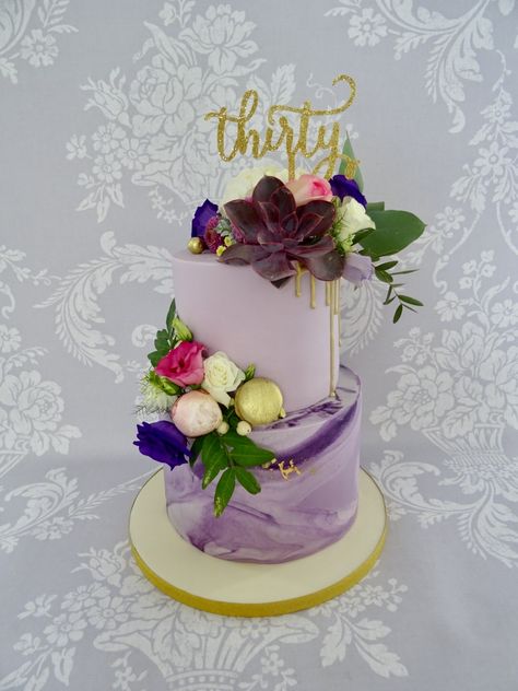 Purple Marble Cake, Marble Cakes, Paw Patrol Birthday Cake, Gold Drip, Purple Cakes, Fresh Flower Cake, 40th Birthday Cakes, Flower Cakes, Marble Cake