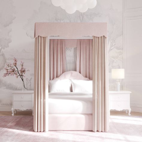 An elegant brand new addition to our bambizi bed collection comes this upholstered four poster bed. not given Made in real mahogany, painted white and hand upholstered in a satin pink fabric. It blends well with other bambizi pieces of furniture and add a touch of style to a more contemporary room. Solid Mahogany Painted whiteSatin Pink Fabric 4 Post Bed, Post Bed, 4 Poster Beds, Four Poster Bed, Elegant Branding, Four Poster, Poster Bed, Contemporary Room, Fabric Colour