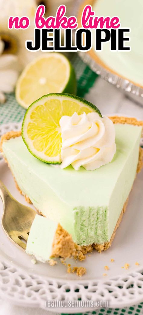 Lime Jello Pie, Jello Pie Cool Whip, Lime Jello Recipes, Jello Treats, Key Lime Pie Recipe No Bake, Whipped Cream Pie, Cool Whip Pies, Jello Pie, Nobake Dessert