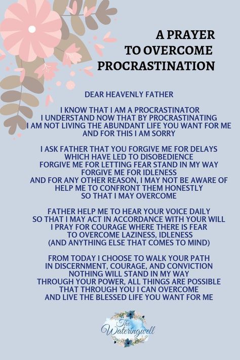 Encouragement for all procrastinators, to overcome, live freely and embrace opportunities. #procrastination #biblical #encouragement #livefree Prayer For Confidence, Woord Van God, Prayer For Guidance, Spiritual Warfare Prayers, Everyday Prayers, Miracle Prayer, Prayer For Family, Christian Prayers, Good Prayers