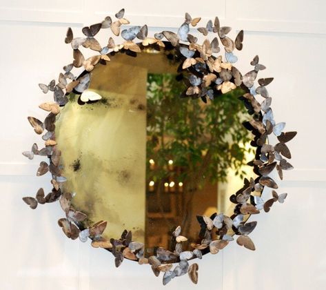 Luxury Fireplace, Butterfly Mirror, Hearth And Home, Butterfly Decorations, Wall Installation, Wall Sculpture Art, Butterfly Wall, A Mirror, Unique Lighting