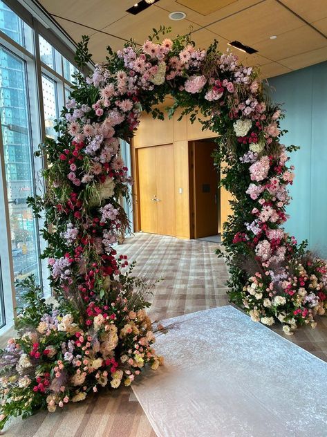 Event Entrance Design, 18th Party, Floral Aesthetics, Wedding Stages, Colorful Backdrop, Wedding Color Pallet, Aisle Runners, Wedding Background Decoration, Wedding Entrance Decor