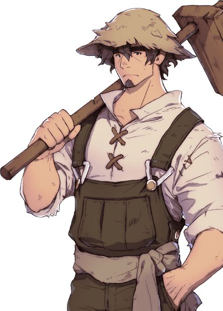 Farmer Concept Art, Dnd Peasant, Farmer Character Design, Farmer Character, Solar Punk, Dnd Npc, Personajes Studio Ghibli, Pathfinder Character, Dungeons And Dragons Characters