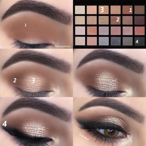 Follow 𝓐𝓷𝓲𝓼𝓪💋 on Instagram Eyeshadow Pictorial, Revolution Eyeshadow, Eyeshadow Tips, Apply Eyeshadow, Smokey Eyeliner, Makeup Tutorial Step By Step, Organic Facial, Makeup Tutorial Eyeshadow, Eye Makeup Steps