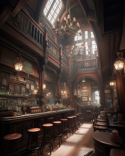 Fantasy Speakeasy, Industrial Era Aesthetic, Steampunk Tavern, Fantasy Brothel, Fantasy Pub, Fantasy Workshop, Tavern Aesthetic, Fantasy Bar, Fantasy Office