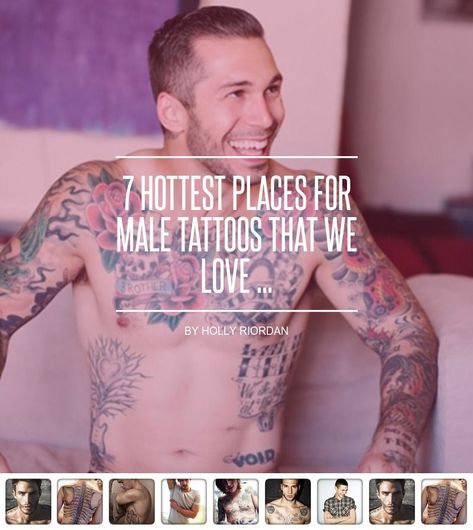 7 Hottest Places for Male Tattoos That We Love ... Best Tattoo Spots Men, Masculine Tattoo Placement, Best Tattoo Places For Man, Hottest Male Tattoos, Places For Tattoos Men, Intimate Tattoos Men, Best Places For Tattoos Men, Seductive Tattoos For Men, Best Tattoo Placement Men