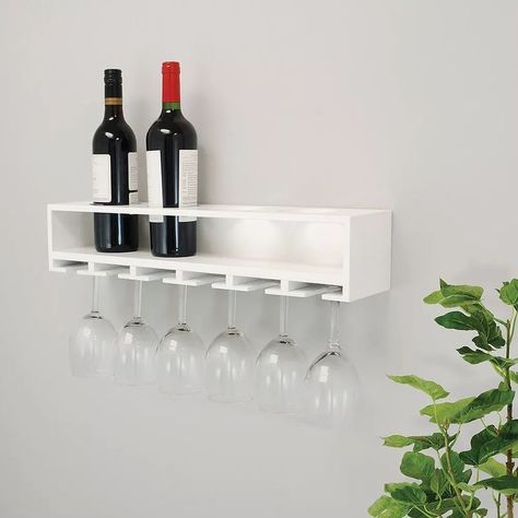 Wine Bottle And Glass Holder, Wine Bottle Glass Holder, Wine Bar Design, Home Wine Bar, Wine Glass Shelf, Console Table Modern, Kitchen Wine Rack, Diy Home Bar, Wooden Wine Rack