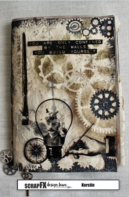 Scrapbook Dreams: Steampunk Junk Journal Part 1 Steampunk Junk Journal, Men's Journal, Mens Journal, Steampunk Wedding, Steampunk Diy, Fabric Journals, Steampunk Art, Antique Linens, Camping Crafts