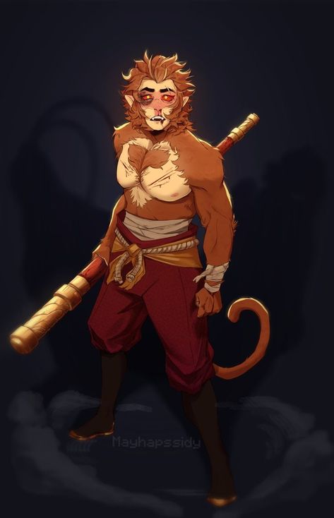 Hadozee Art, Monkey Character Art, Monkey Oc Art, Monkey King Character Design, Monkey Humanoid, Anthro Monkey, Squid Character Design, Sun Wukong Macaque, Monkey Fursona