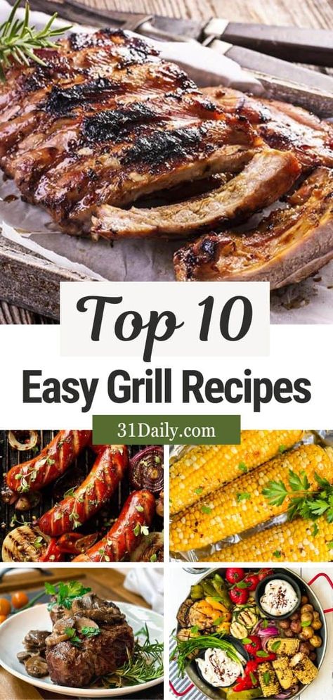 These easy grill recipes are perfect for days when the summer sun sizzles, you're entertaining, or when it's the big game and the grill is where it's at! Grilled Dinner Ideas, Charcoal Recipes, Easy Grill Recipes, Delicious Grill Recipes, Charcoal Grill Recipes, Easy Grill, Christmas Side Dish Recipes, 31 Daily, Grilled Foods