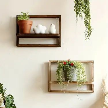 Shelf Plants, Floating Shelves Rustic, Float Shelf, Rustic Wood Shelves, Wood Shelves Kitchen, Storage For Bedroom, Rustic Wood Floating Shelves, Rustic Wooden Shelves, Wooden Display Stand